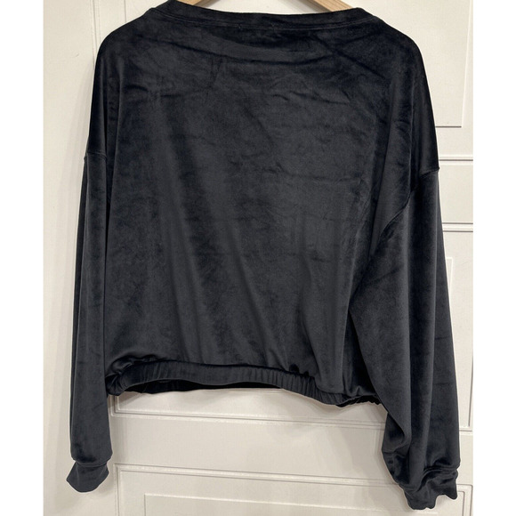 Z Supply Women Bodhi Velour Baggy Cropped Sweatshirt Black Medium Casual Sporty - Picture 7 of 11